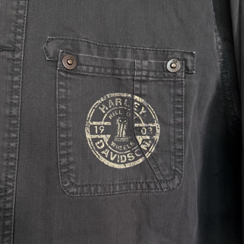 Harley Davidson Shirt Jacket Mens Large Chore Coat Button Up Biker Workwear - Picture 5 of 15